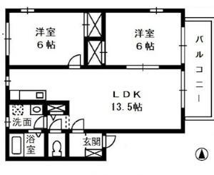 アイリー・ブランチ II(2LDK/2階)の間取り写真