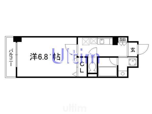 K-ウエスト(1K/3階)の間取り写真