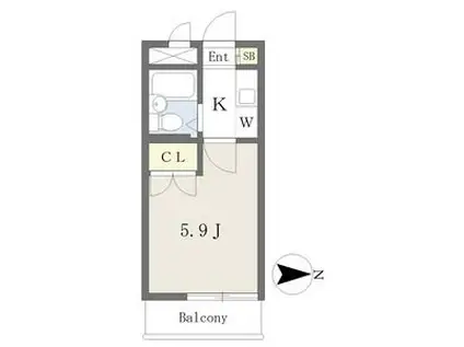 E-STORY黒川(1K/1階)の間取り写真