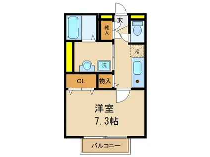 アムール小金JMヒルズ(1K/2階)の間取り写真