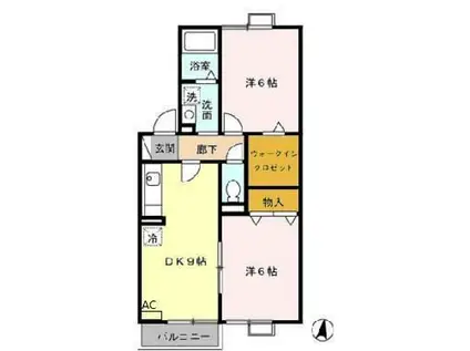 PLAIRE D(2DK/2階)の間取り写真