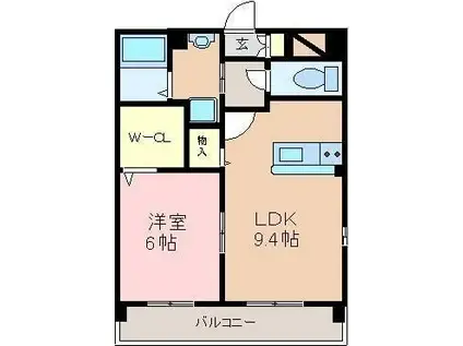 アンシャンテ光の森(1LDK/3階)の間取り写真