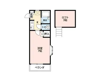 南福島第2(1K/1階)の間取り写真