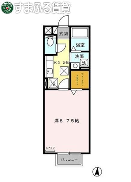 CENTRAL PILLAR(1K/1階)の間取り写真