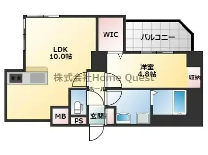 プレミアム菱屋西(1LDK/8階)の間取り写真