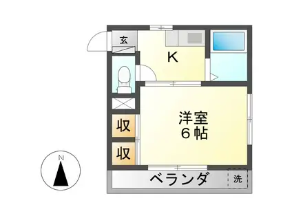 グリーンパーク中村(1K/2階)の間取り写真