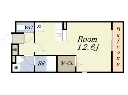 ラ・ローラン(ワンルーム/1階)の間取り写真