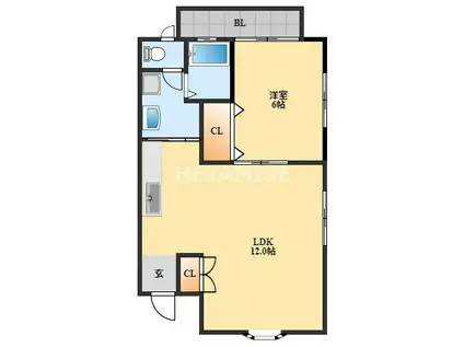 ヴィラ花水木(1LDK/1階)の間取り写真