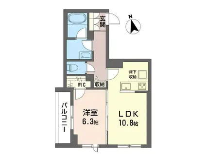 カルチャリスタ ガーデン(1LDK/1階)の間取り写真