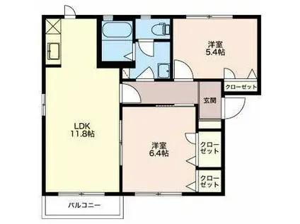 プランドールB(2LDK/2階)の間取り写真