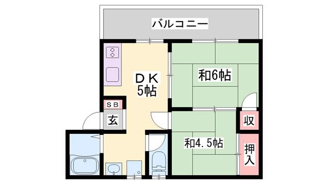 アーバン保城(2DK/1階)の間取り写真