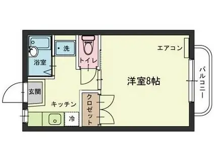 コーポブライト A(1K/2階)の間取り写真