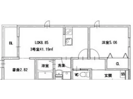 シャロム渡鹿(1SLDK/3階)の間取り写真
