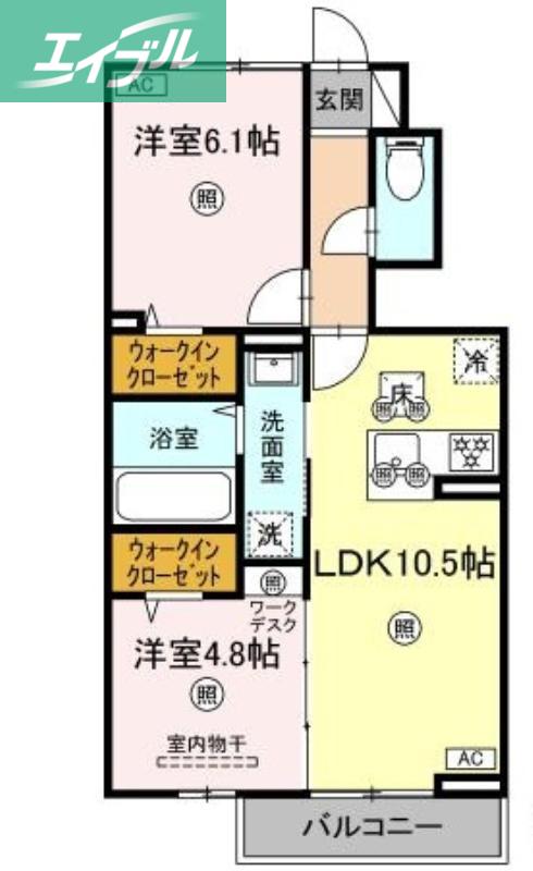 セレスト ブルー(2LDK/1階)の間取り写真