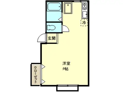 コーポプリメール(ワンルーム/2階)の間取り写真