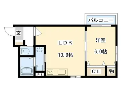 パークパレス(1LDK/1階)の間取り写真
