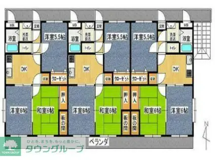 ファミーユ寿(3DK/3階)の間取り写真