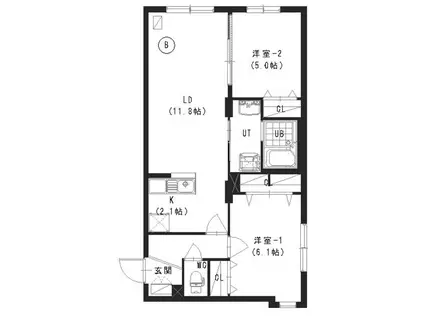 プレシェルト澄川(2LDK/4階)の間取り写真