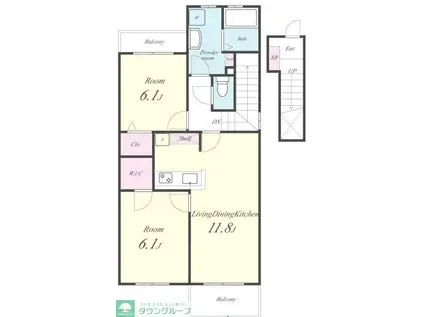 エスポアハイム(2LDK/2階)の間取り写真
