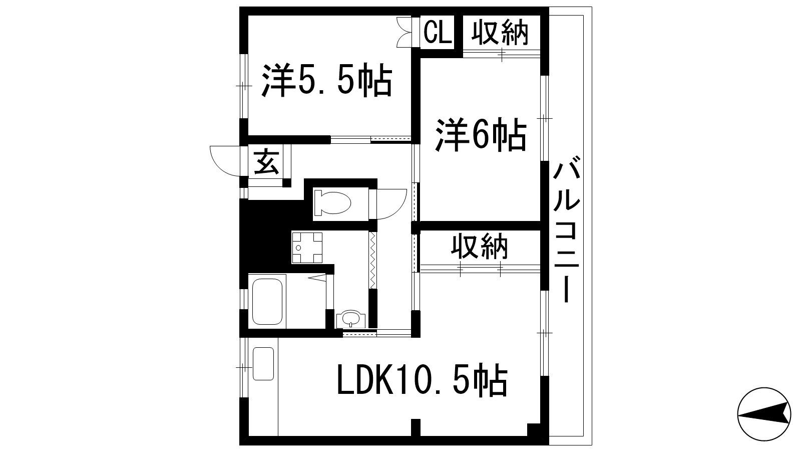 ビレッジハウス山本4号棟(2LDK/5階)の間取り写真