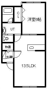 アルトⅥ(1LDK/1階)の間取り写真