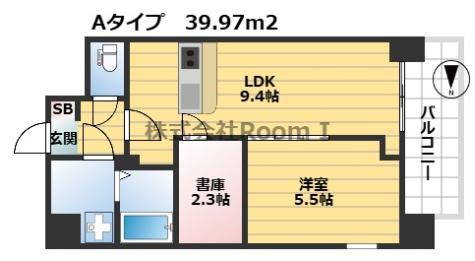 パークス堺筋本町(1SLDK/8階)の間取り写真