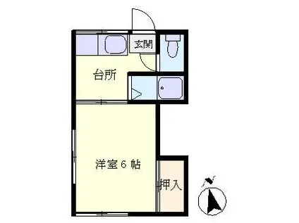 ベルハイツ(1K/2階)の間取り写真