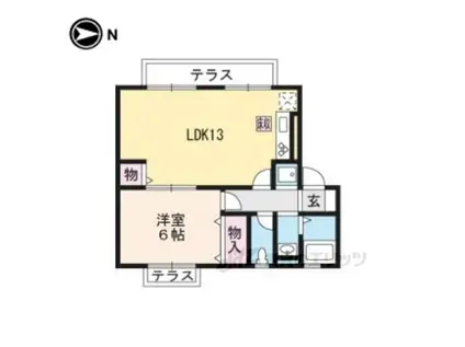 ピシックKⅡ(1LDK/1階)の間取り写真