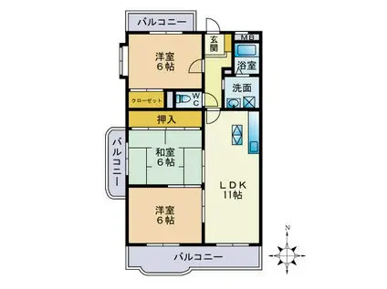 アメニティ和白東(3LDK/1階)の間取り写真