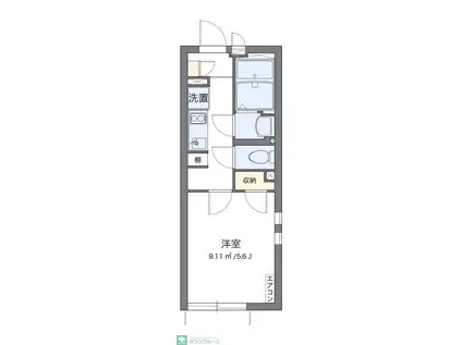 クレイノポラリスII(1K/1階)の間取り写真