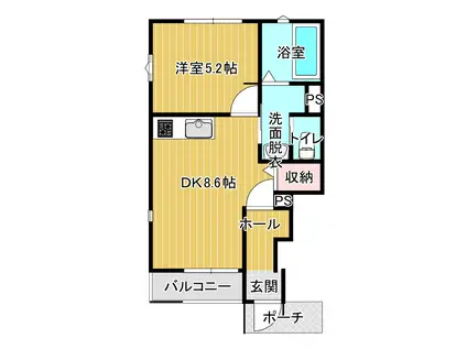 モノリシック(1DK/1階)の間取り写真