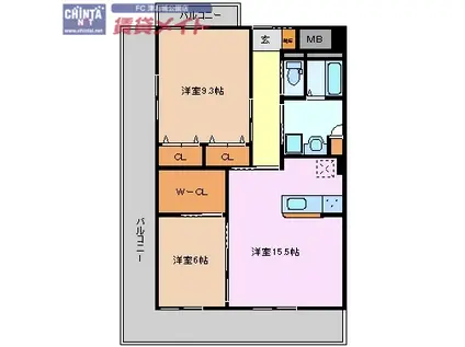 コーディアルコート 津(2LDK/4階)の間取り写真