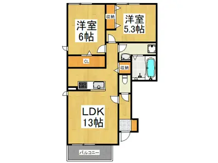 BLOOM I(2LDK/1階)の間取り写真