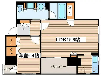 バンベール橦木町(1SLDK/1階)の間取り写真