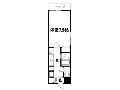 第3アサヒハイツ(1K/3階)の間取り写真