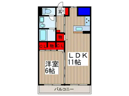 第6グリーンハイツ(1LDK/2階)の間取り写真