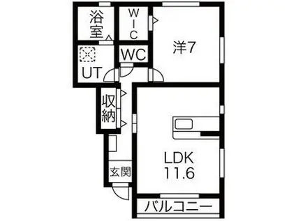アイリス柳原D(1LDK/1階)の間取り写真