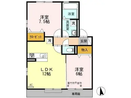 フレンドOSDB(2LDK/1階)の間取り写真