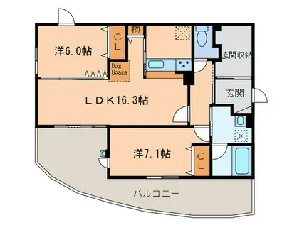 LOUVE(2LDK/3階)の間取り写真