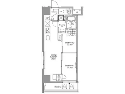 ザ・パークハビオ本所吾妻橋(2DK/8階)の間取り写真