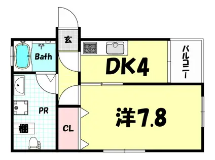 OPEN SESAME元町通(1DK/7階)の間取り写真