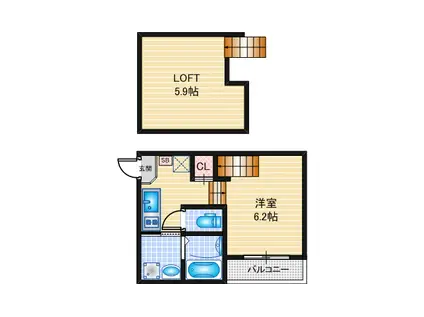 ハーモニーテラス十番町(1SK/2階)の間取り写真