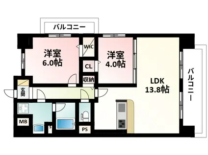 グリーナリー江坂公園(2LDK/9階)の間取り写真