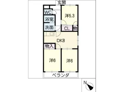 ファミリータウンむらた(3DK/4階)の間取り写真