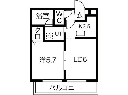 ブランノワール北27条(1DK/2階)の間取り写真