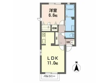 シャーメゾン天童(1LDK/2階)の間取り写真