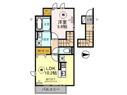 リオ グランデ(1LDK/2階)の間取り写真