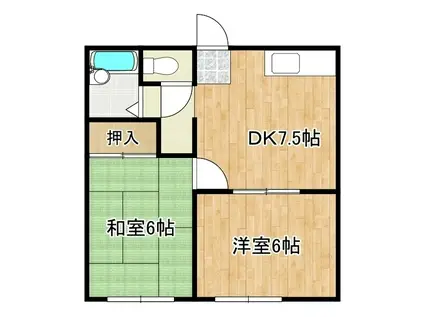 グリーンヒルハイツ A棟(2DK/1階)の間取り写真