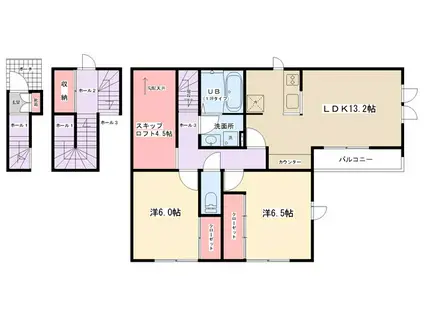 ハレレア・ラニ(2LDK/2階)の間取り写真