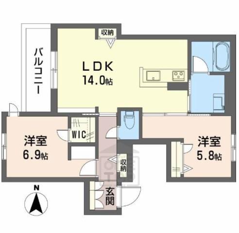 フォンテボヌール5(2LDK/3階)の間取り写真